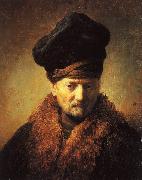 Rembrandt Peale Bust of an Old Man in a Fur Cap USA oil painting artist